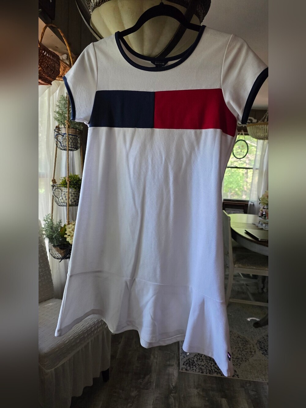 Tommy Hilfiger White Dress with Navy and Red Colorblock